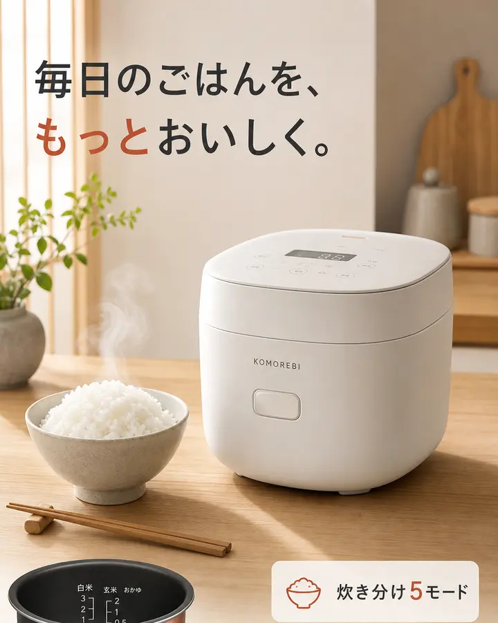 炊飯器の機能訴求画像