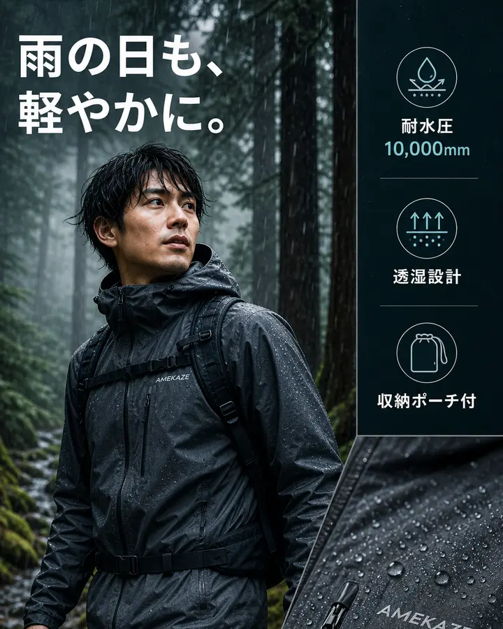 防水シェルジャケット性能訴求画像
