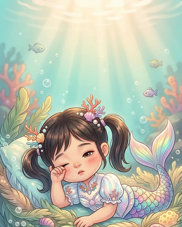宝宝美人鱼温馨治愈三格漫画
