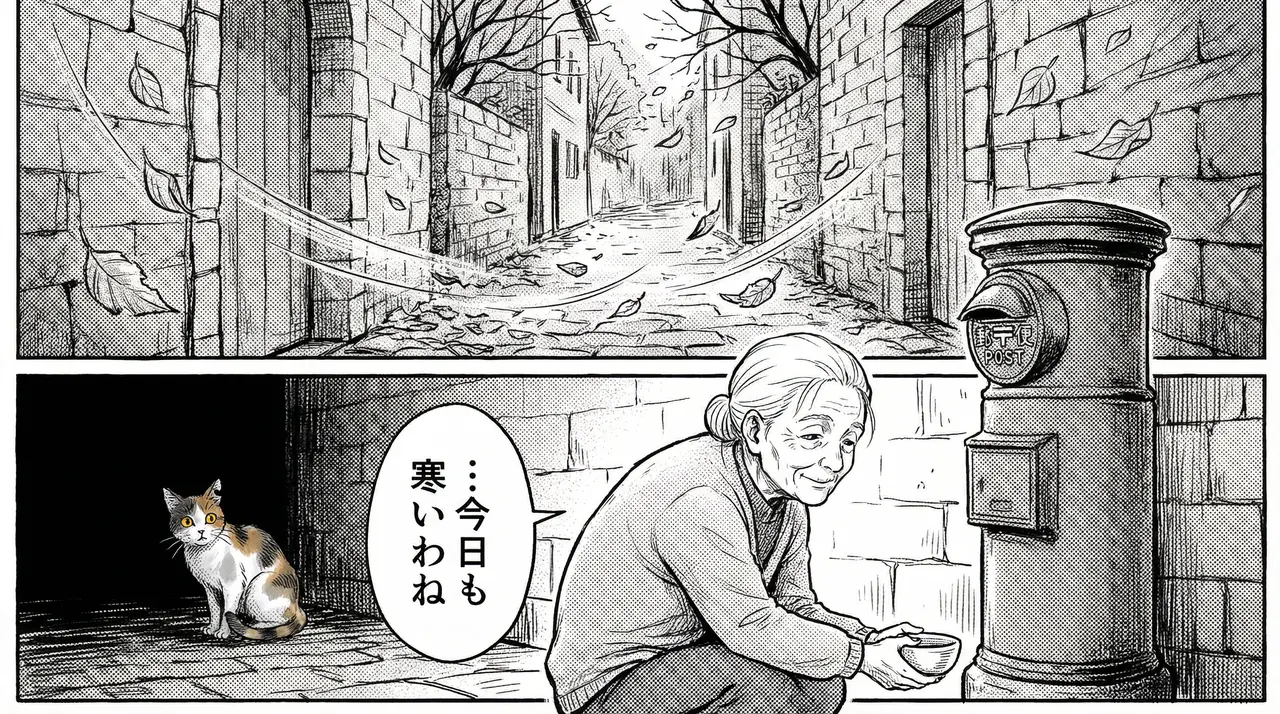 路地裏の猫と灯り 2