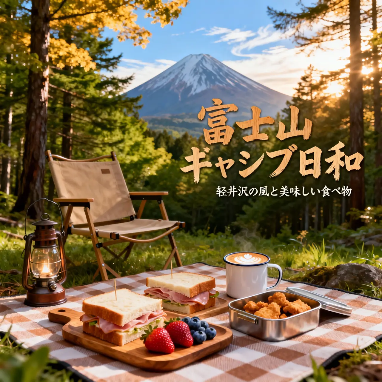 森林浴キャンプシーン - 温かい雰囲気