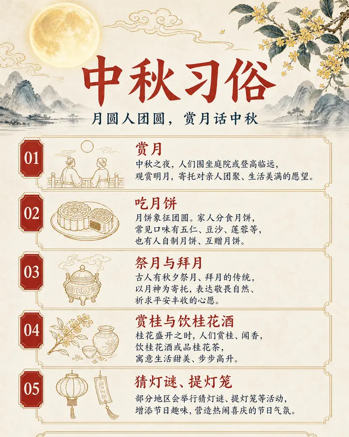 中秋习俗知识卡