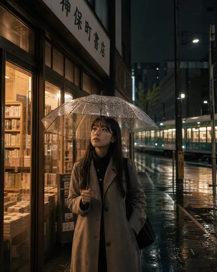 神保町の雨夜｜都市映画風 Before / After
