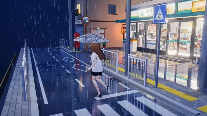 Three.js 雨夜便利店