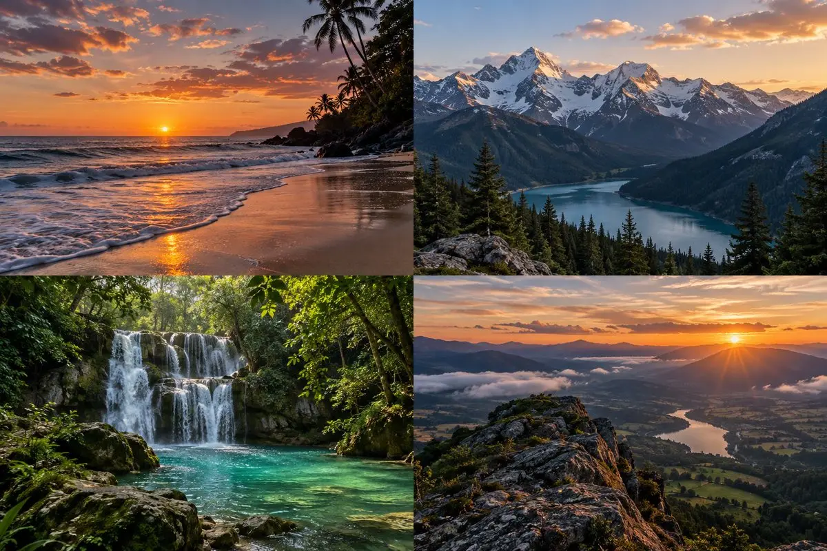 四图自然风景拼贴