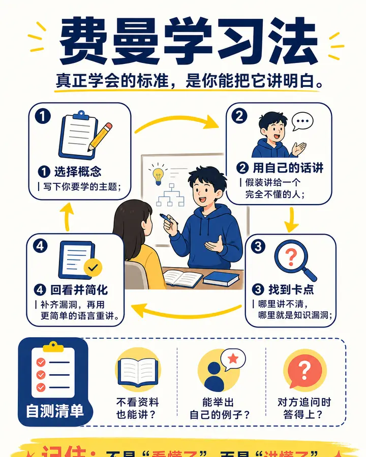费曼学习法｜四步学习知识卡