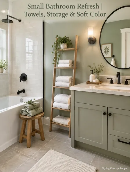 Small Bathroom Refresh | Towels, Storage & Soft Color