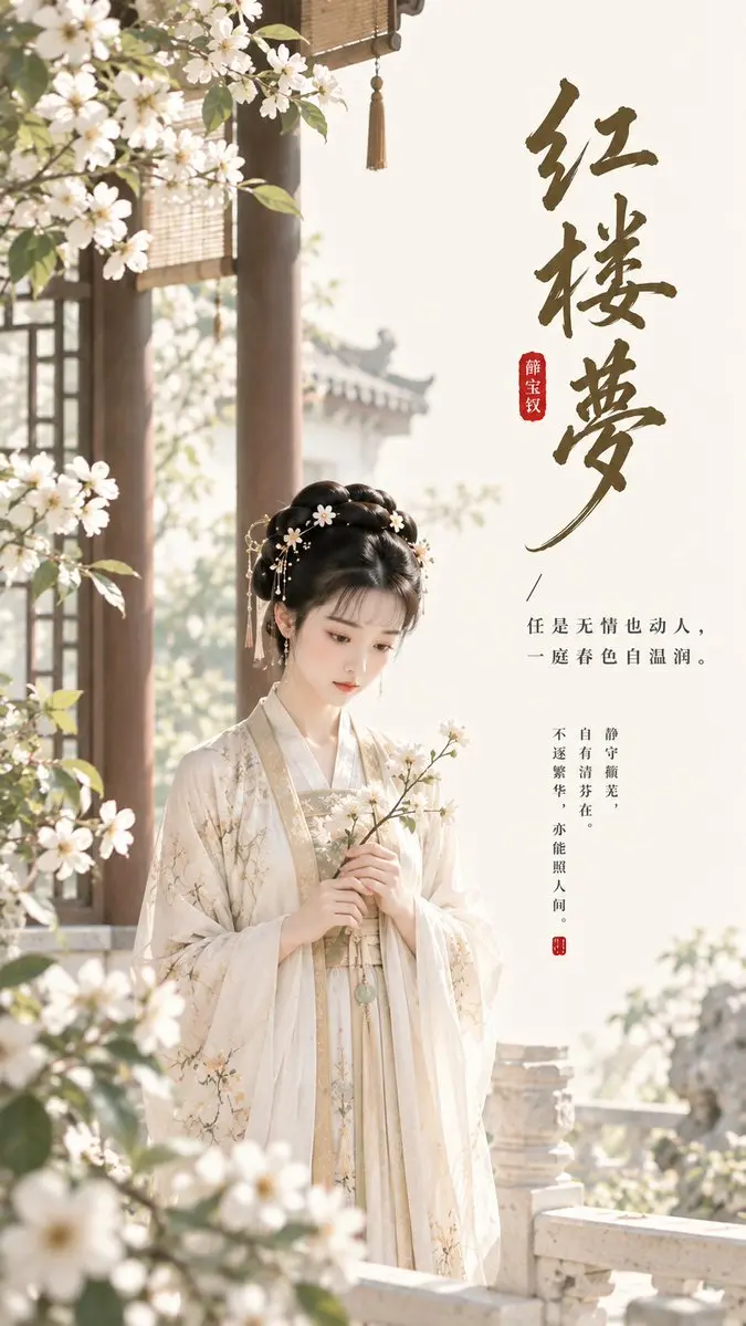 《红楼梦》薛宝钗极简禅意海报