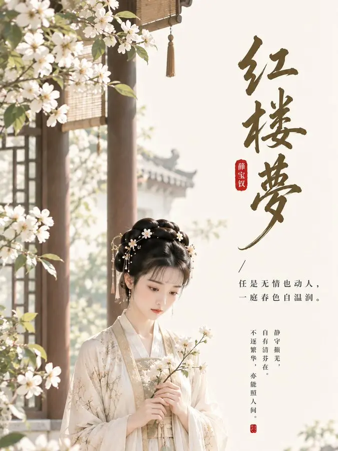 《红楼梦》薛宝钗极简禅意海报