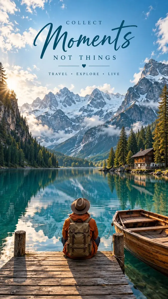 高山湖泊旅行杂志海报