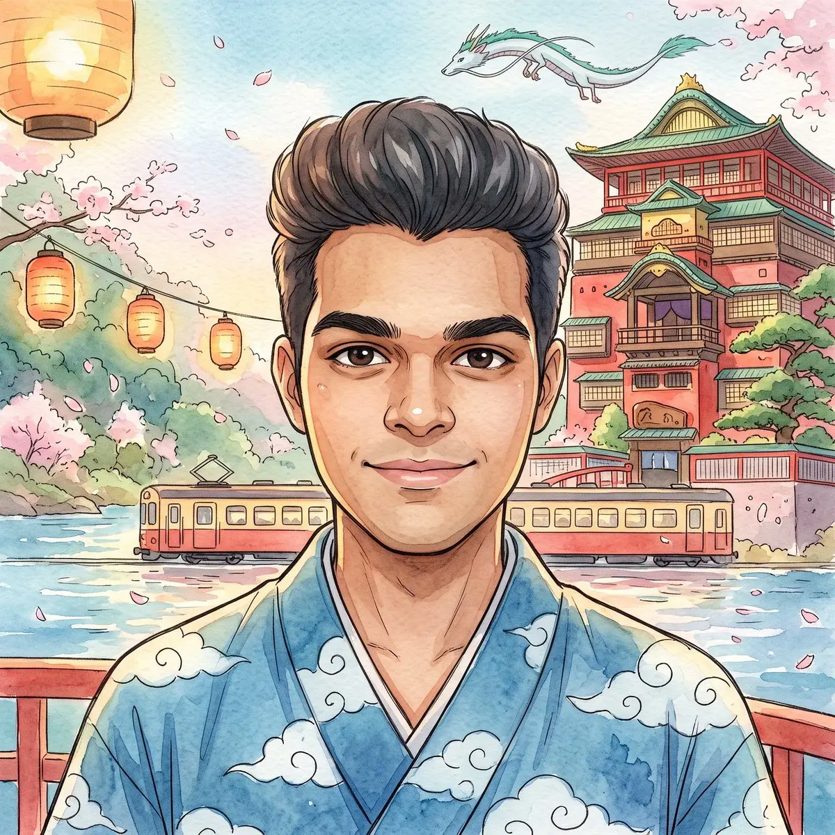 《千与千寻》氛围水彩人像