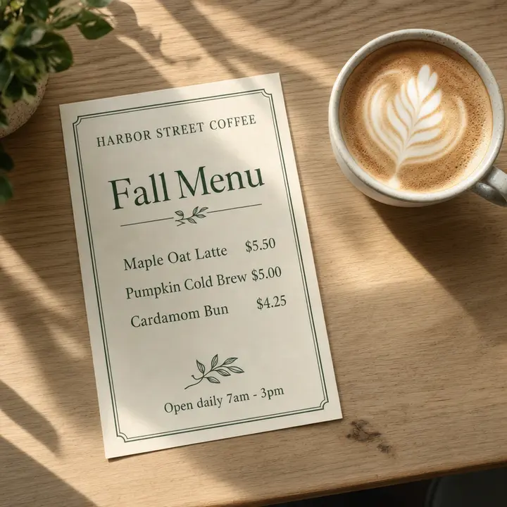 Harbor Street Coffee 秋季菜单