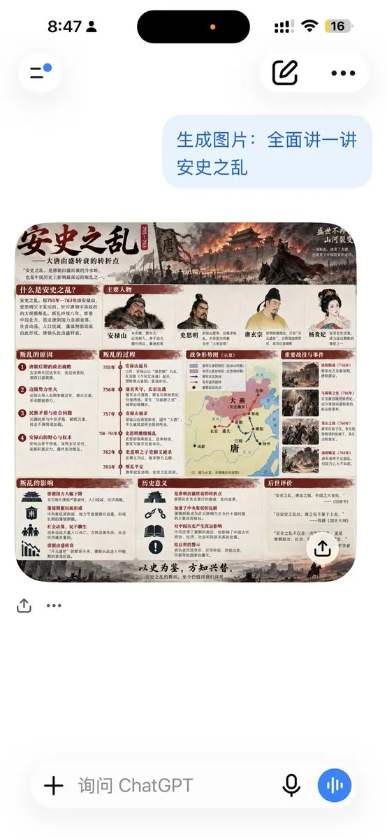 ChatGPT 安史之乱信息图截图