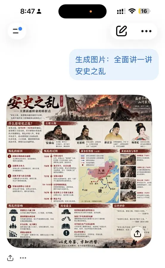 ChatGPT 安史之乱信息图截图