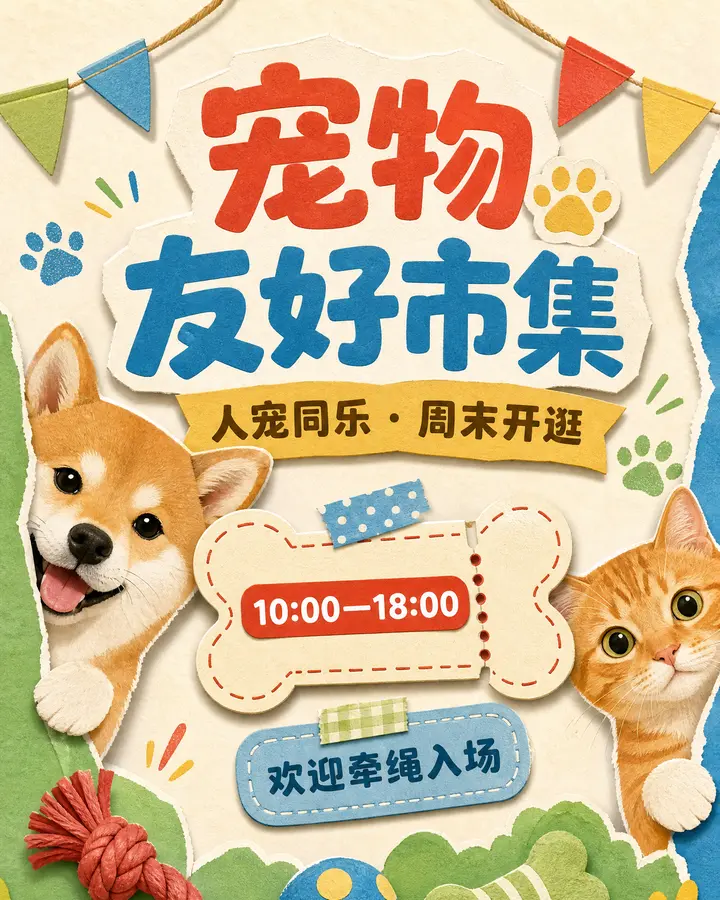 宠物友好市集宣传海报