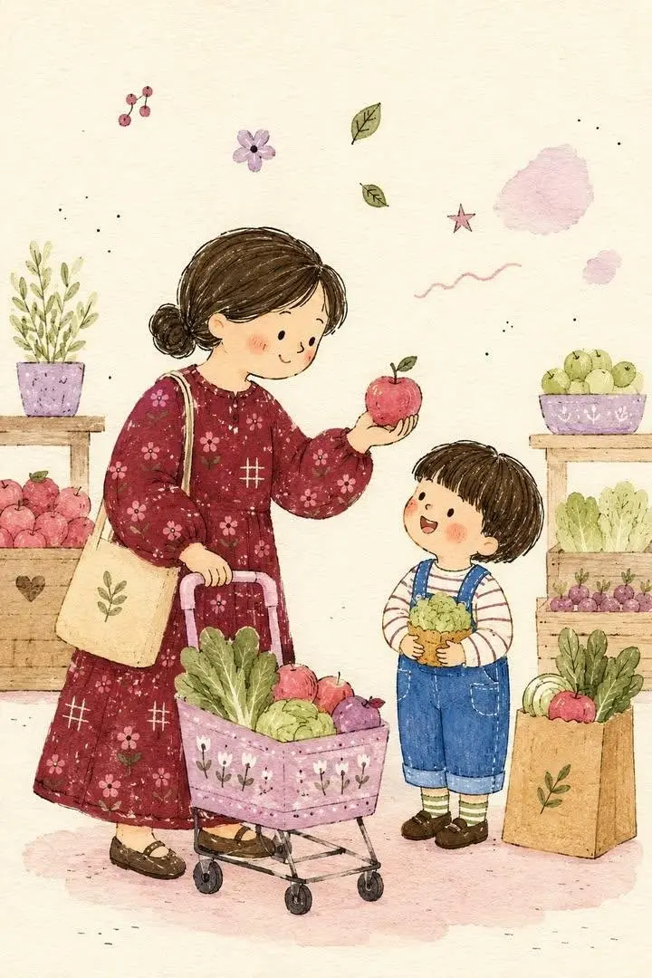 蔬菜市场民俗插画