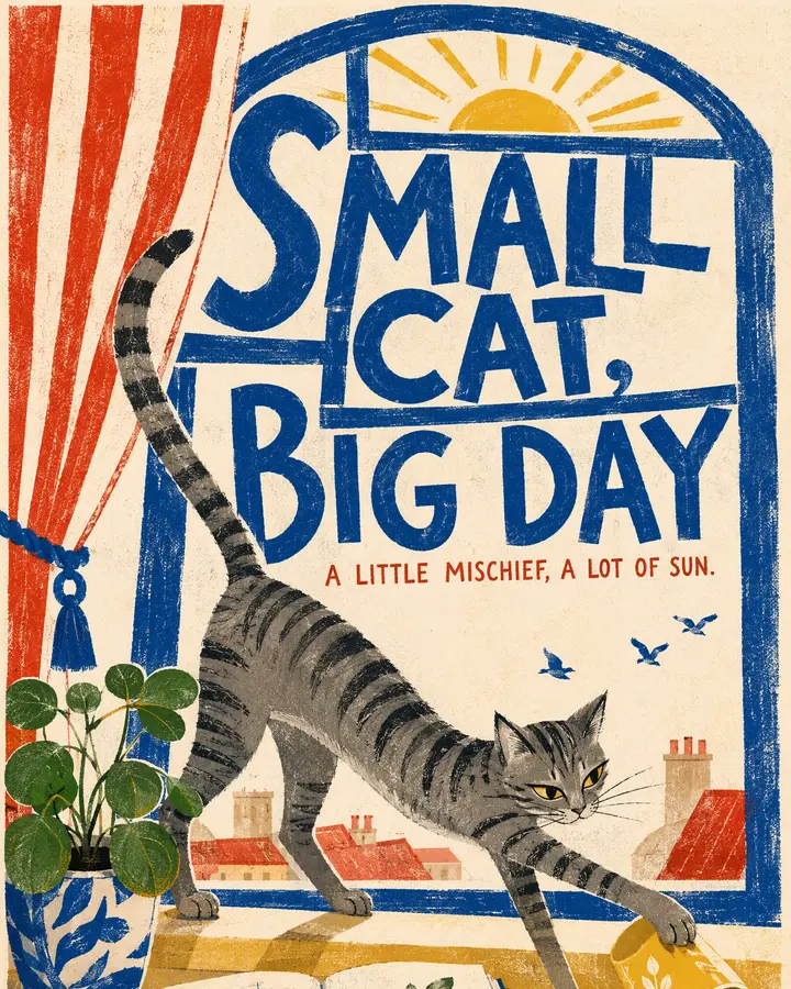 Small Cat Illustrated Art Poster