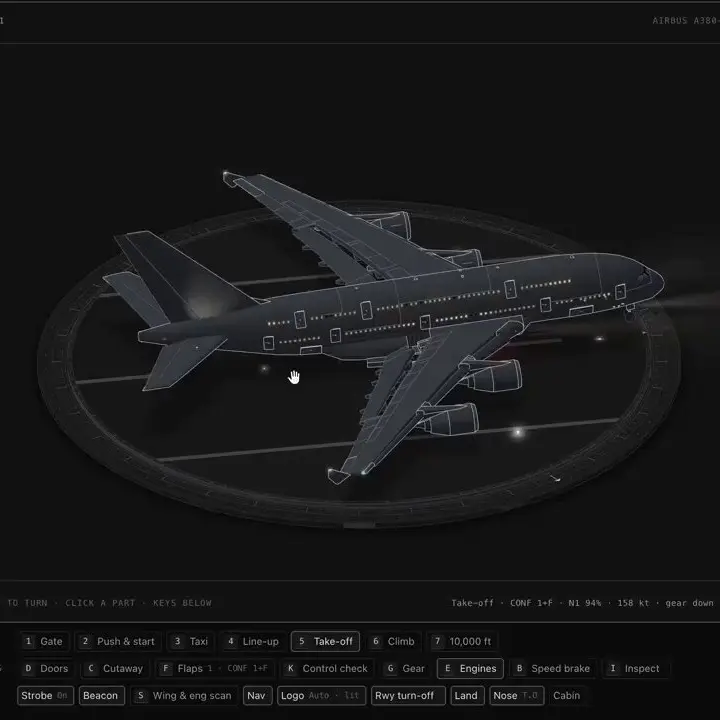交互式动画空客 A380 SVG