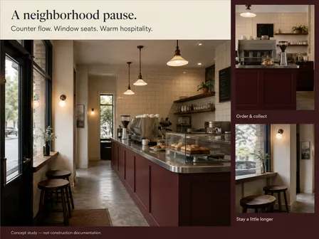 Neighborhood Café | Counter Flow & Window Seating (Concept)