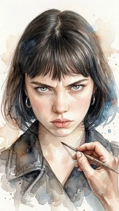 细腻水彩人像插画