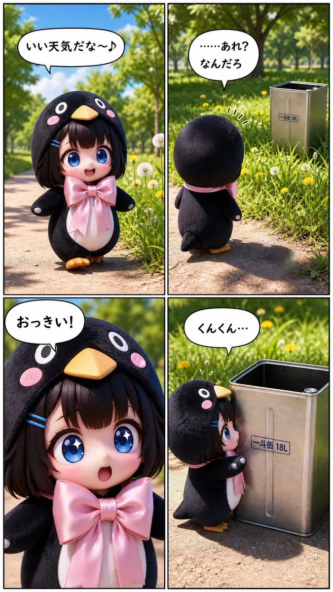 可爱企鹅女孩四格漫画