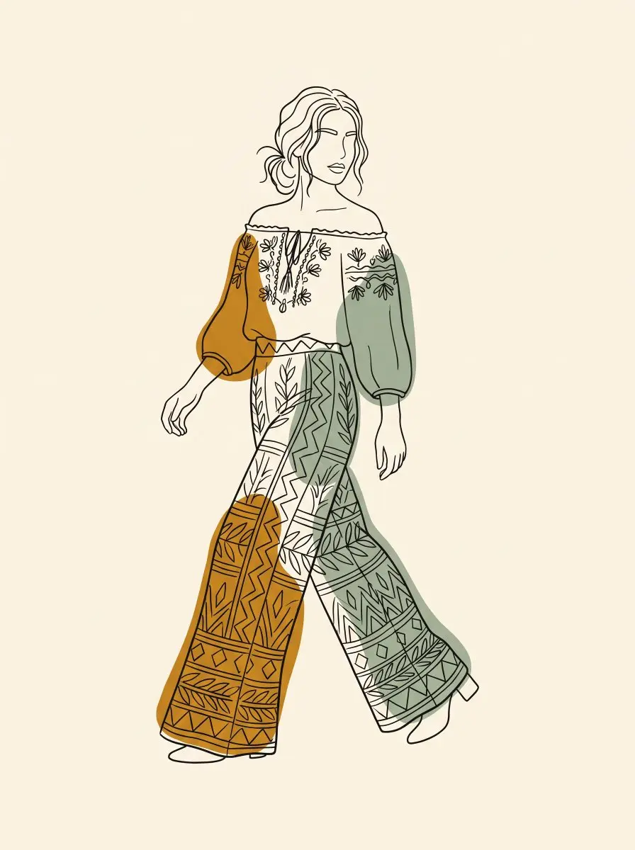 现代时装线稿插画