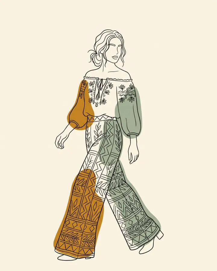 现代时装线稿插画