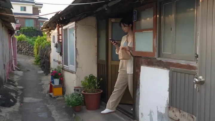 韩国沿海村庄 Vlog 提示词