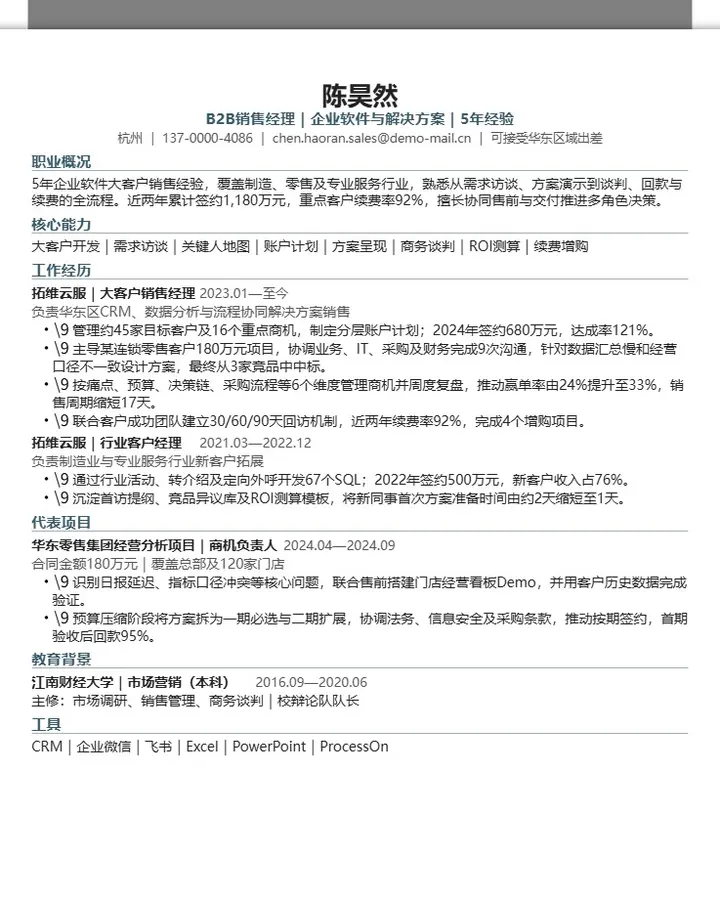 陈昊然·精简一页版简历