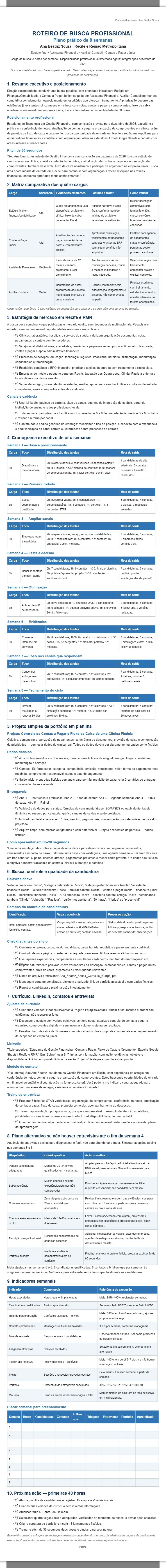 Ana Beatriz Souza — Plano de busca de emprego em 8 semanas 2