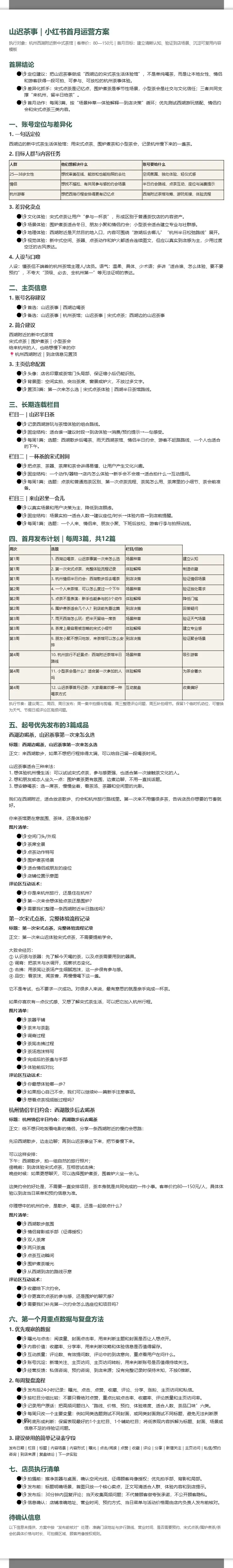山迟茶事｜小红书首月运营方案 2