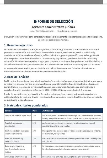 Selección de Asistente Administrativa Jurídica
