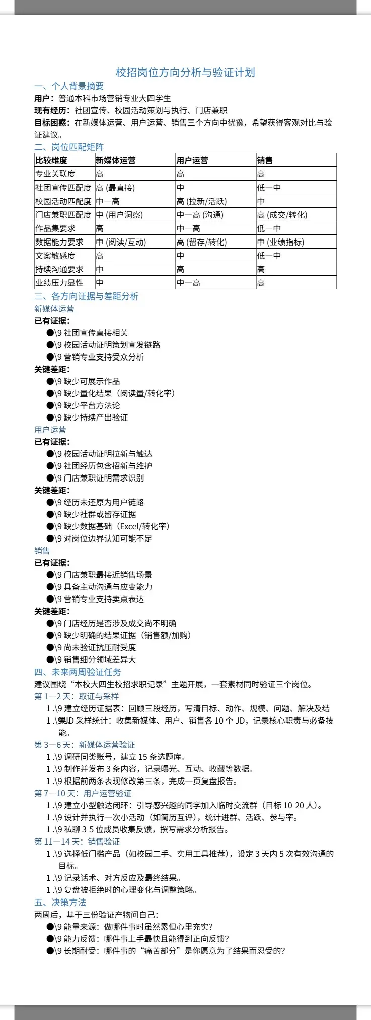校招岗位方向分析与验证计划 2