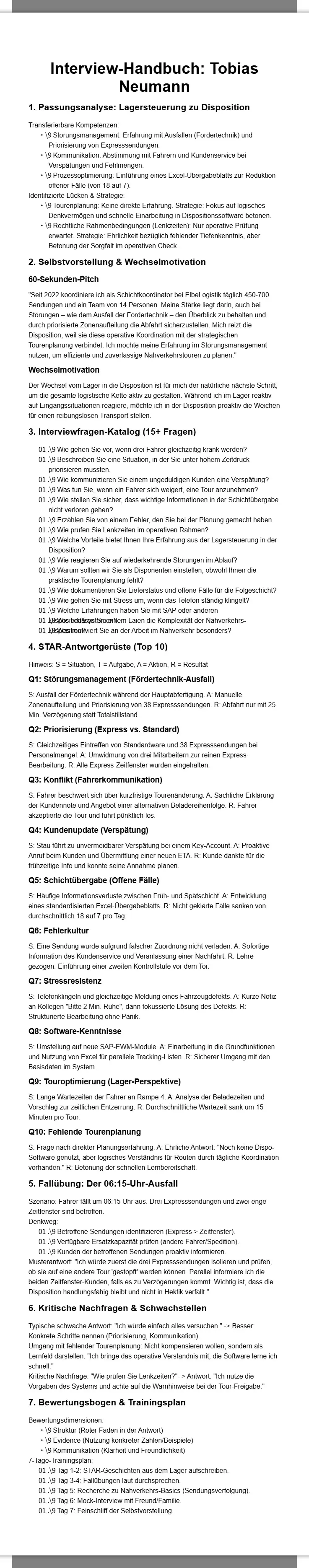 Tobias Neumann — Interview-Handbuch für Teamleiter Logistik 2