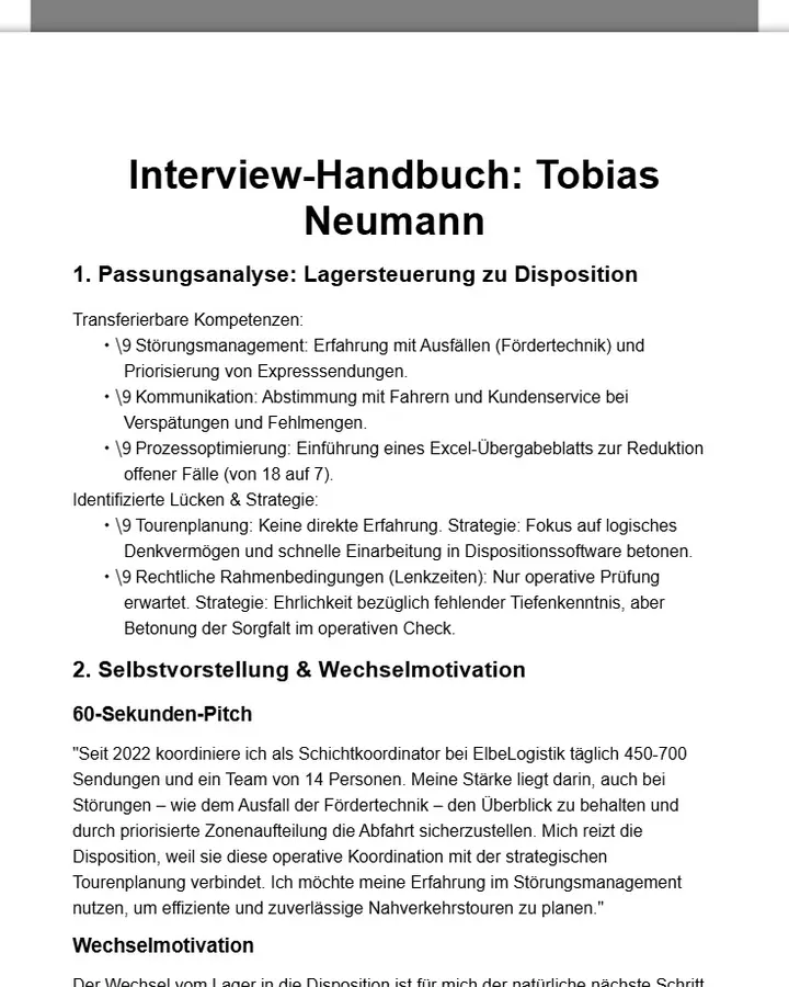 Tobias Neumann — Interview-Handbuch für Teamleiter Logistik
