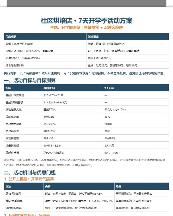 成都社区烘焙店开学季活动方案