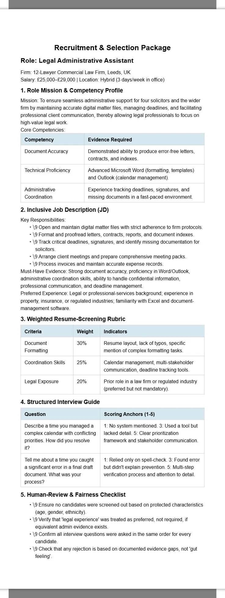 Legal Administrative Assistant Recruitment Package 2