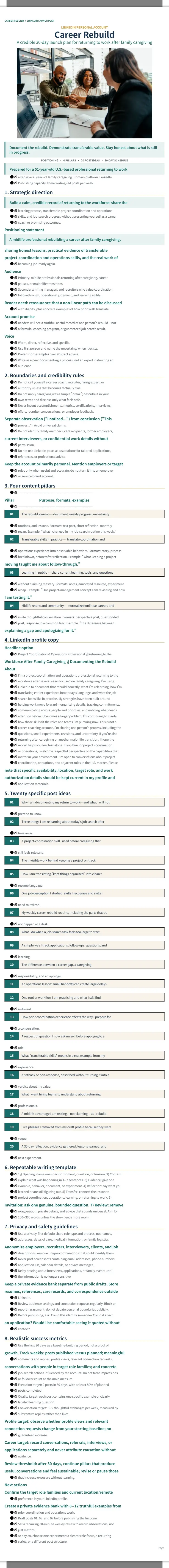 Career Rebuild: LinkedIn Personal Account Launch Plan 2