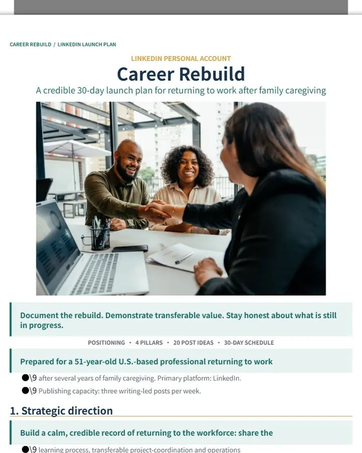Career Rebuild: LinkedIn Personal Account Launch Plan