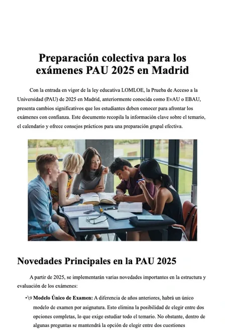 Preparación colectiva para los exámenes PAU 2025 en Madrid (v3)