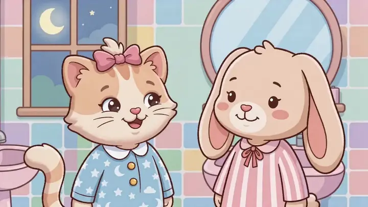 Kitten Sister's Clean Teeth