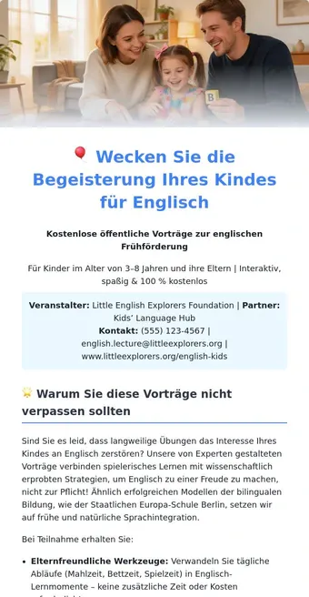 Free English Early Education Lectures: Register Your 3–8 Year Old Now