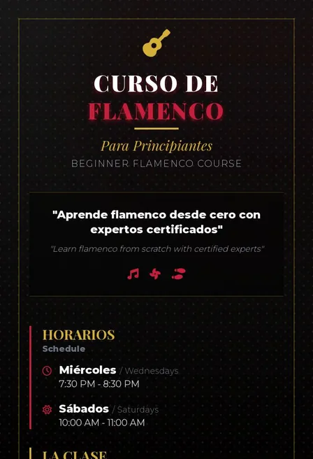 Professional A4 Flyer for Beginner Flamenco Course